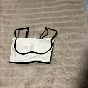 ALO Yoga White Bralette with Black Trim